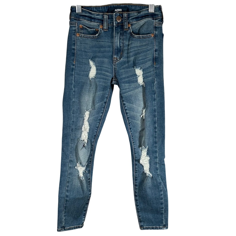 Aero Kids Girls High Rise Jegging Distressed Blue Jeans Size 000 Short
